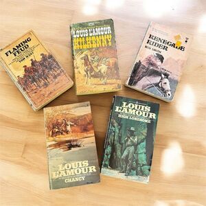 Vintage Western Pulp Book Lot 5 1960s 1970s 1950s Paperback TPB